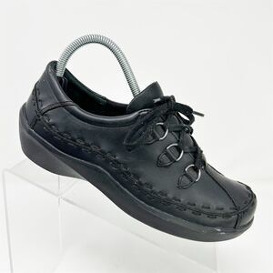 Ziera Women's Allsorts Black Leather Lace-Up Casual Sneakers Size 38 (US 7.5)
